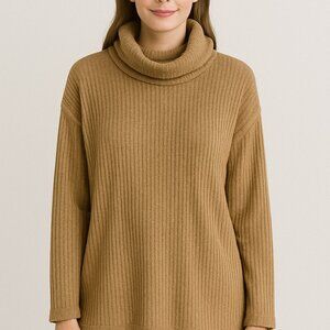 Zenana Ribbed Cowl Neck‎ Tunic Sweater